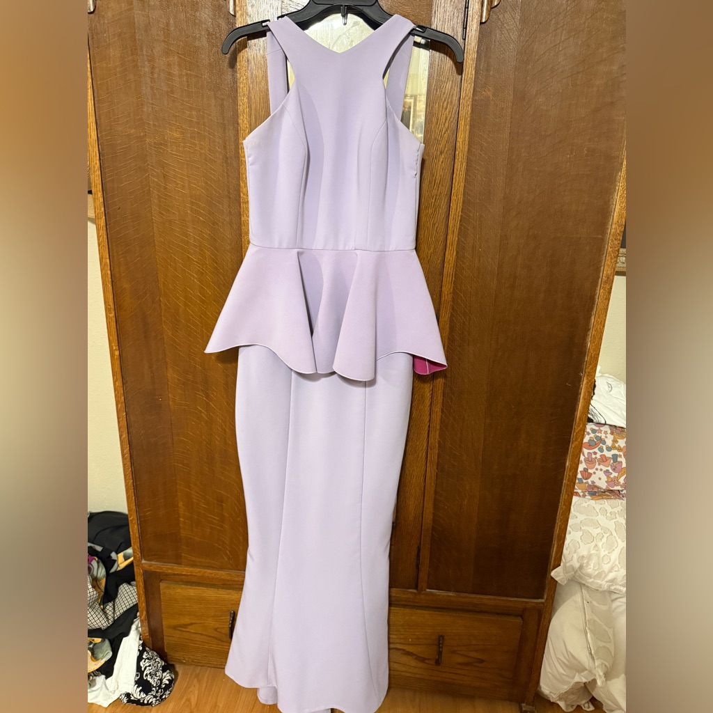 Maria Bianca Nero Lavender Peplum Formal Dress, 4